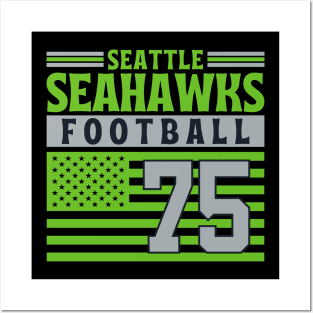 Seattle Seahawks 1975 American Flag Football Posters and Art